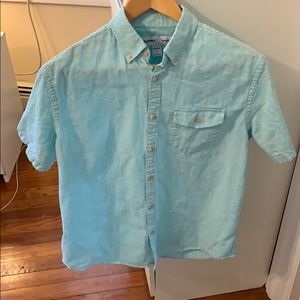 EUC Old Navy Blue Linen Summer Button Up